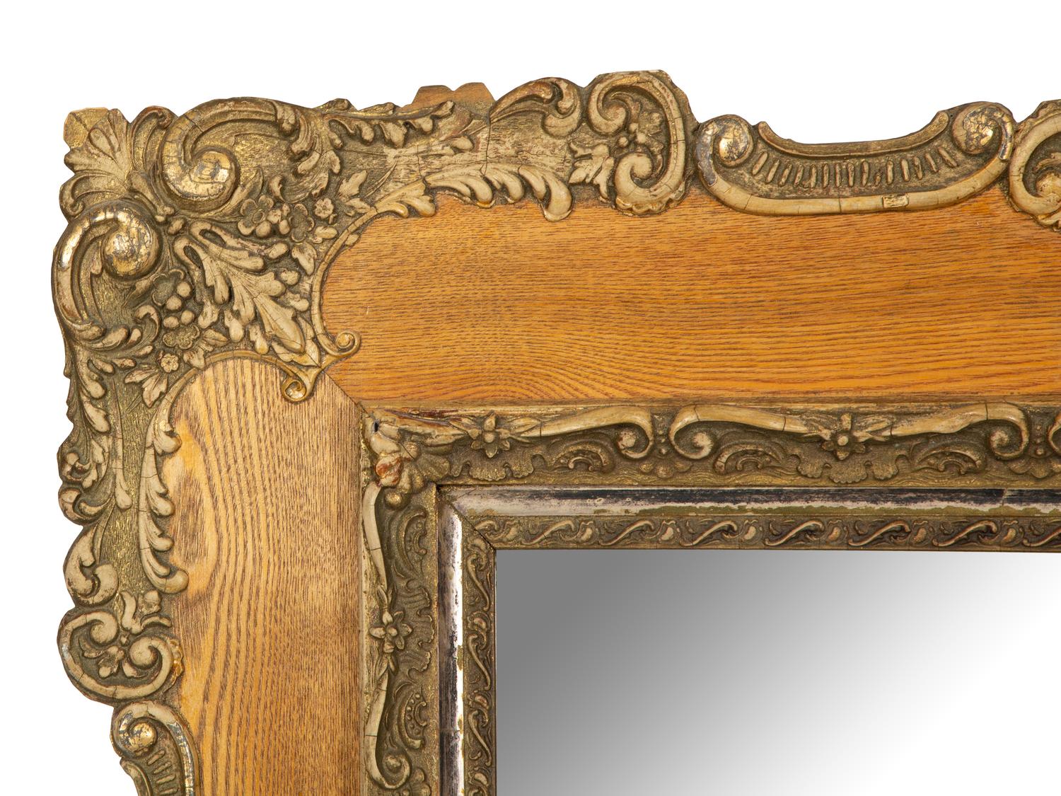 A French Carved and Painted Wood Mirror