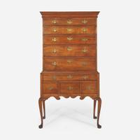 A Queen Anne carved maple high chest New England, 18th century