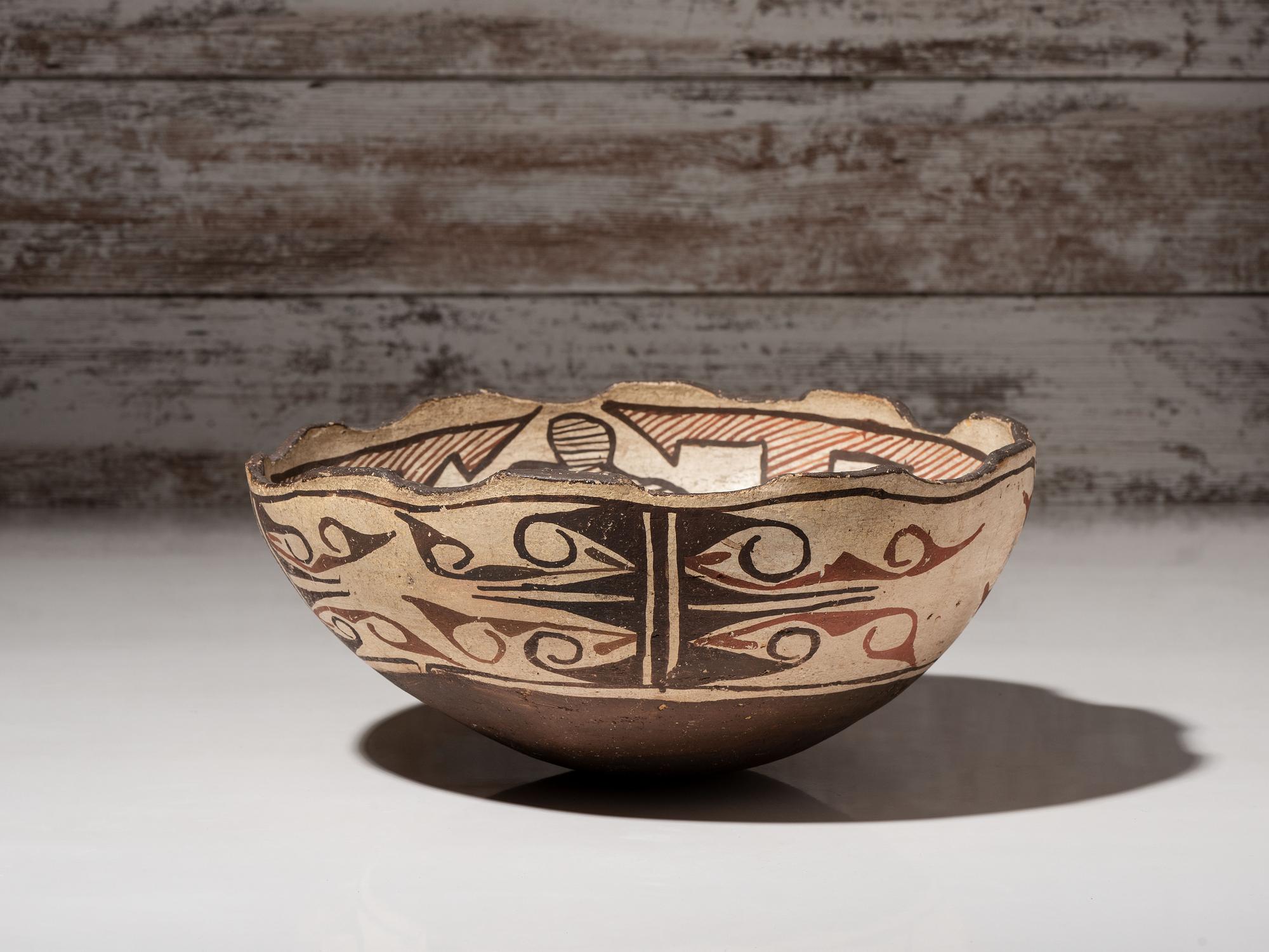 Zuni Polychrome Bowl, with Scalloped Rim
