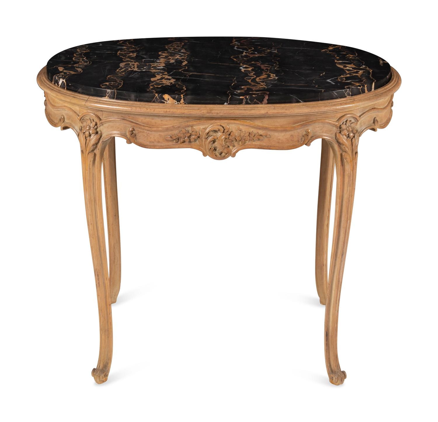 A Louis XV Style Cerused and Marble-Top Side Table