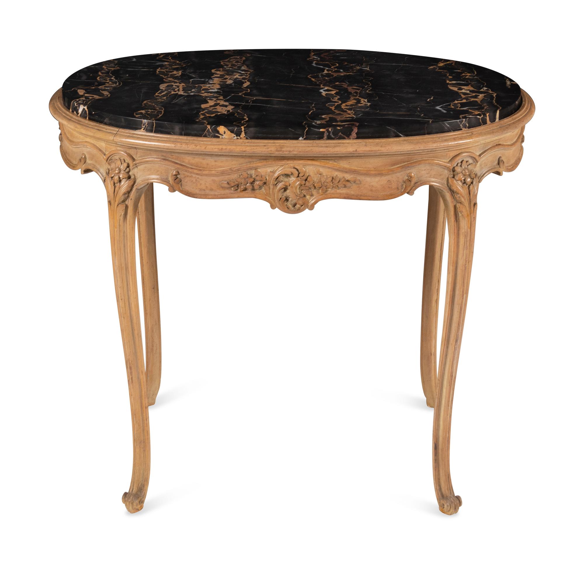 A Louis XV Style Cerused and Marble-Top Side Table