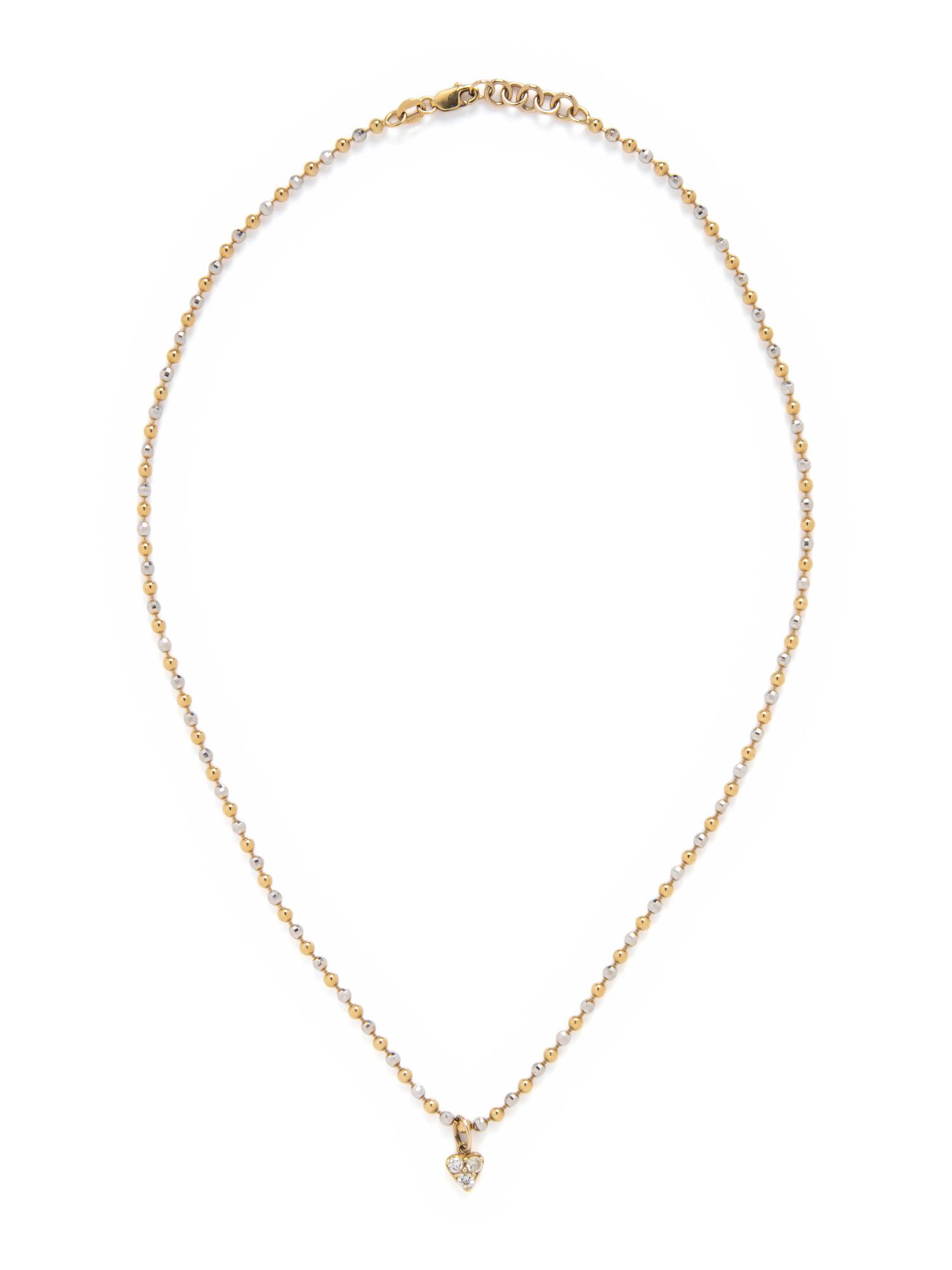 BICOLOR GOLD AND DIAMOND HEART NECKLACE