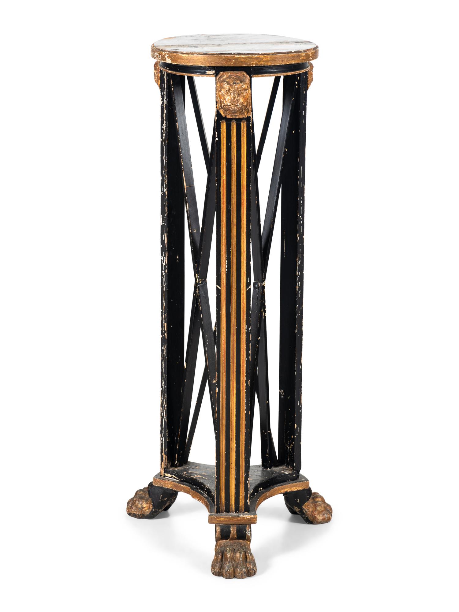 A Painted and Parcel Gilt Pedestal