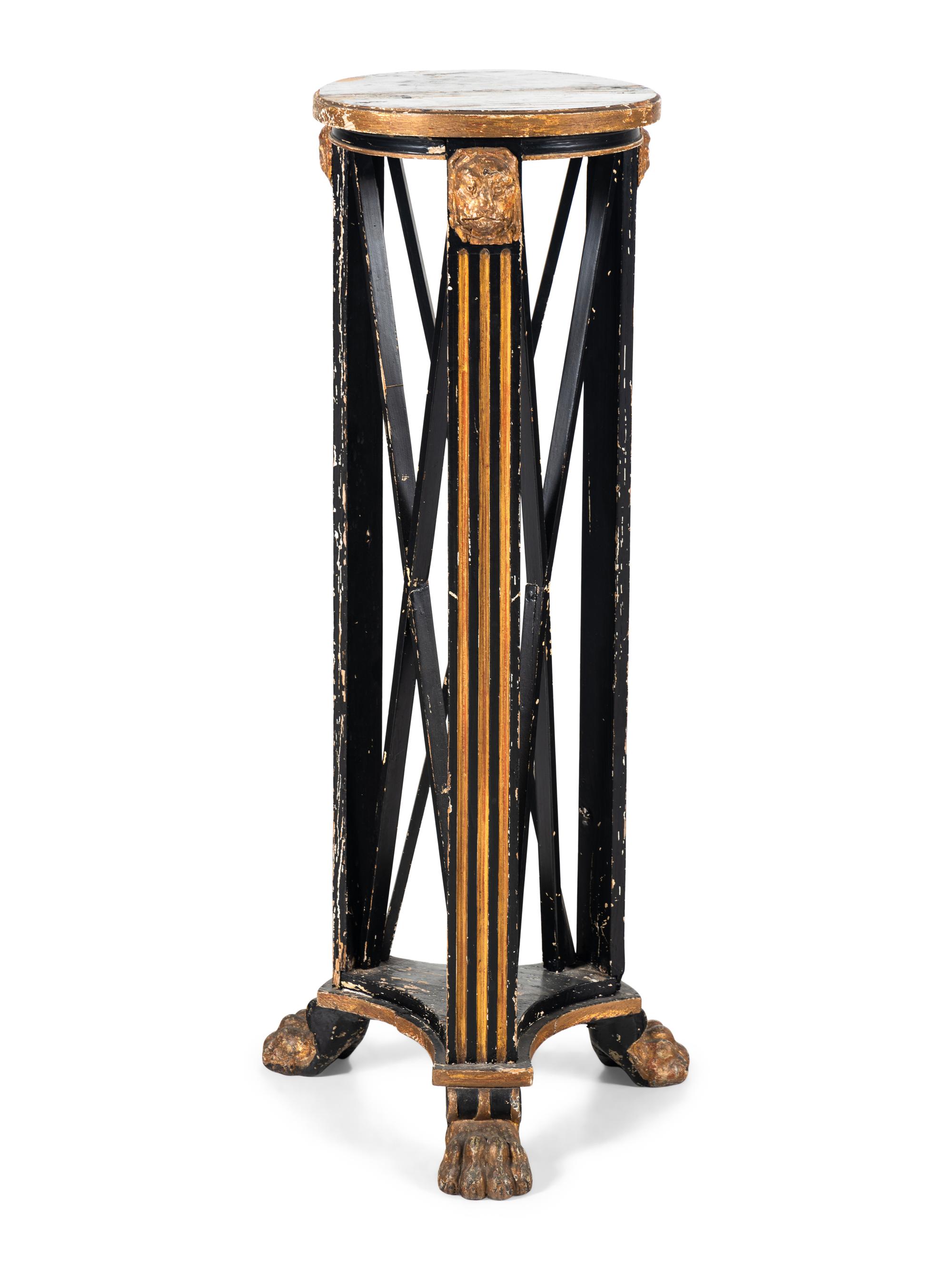 A Painted and Parcel Gilt Pedestal