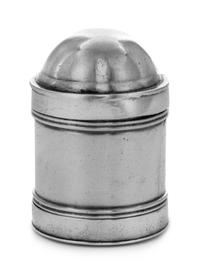 A George III Silver Nutmeg Grater, Samuel Pemberton, Birmingham, 1816, of canister form with a domed lid, the body with banded decotati