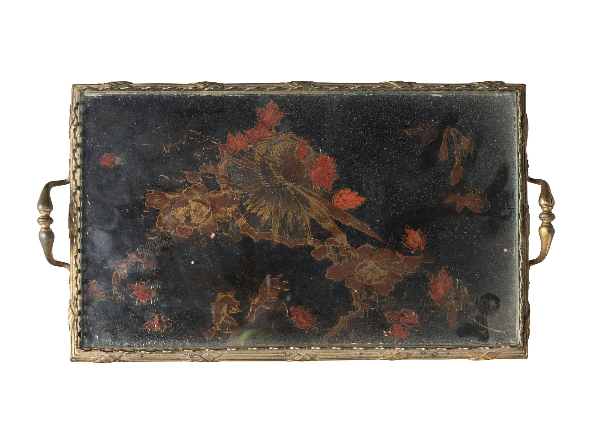 A Brass Stand with Black Lacquered Top