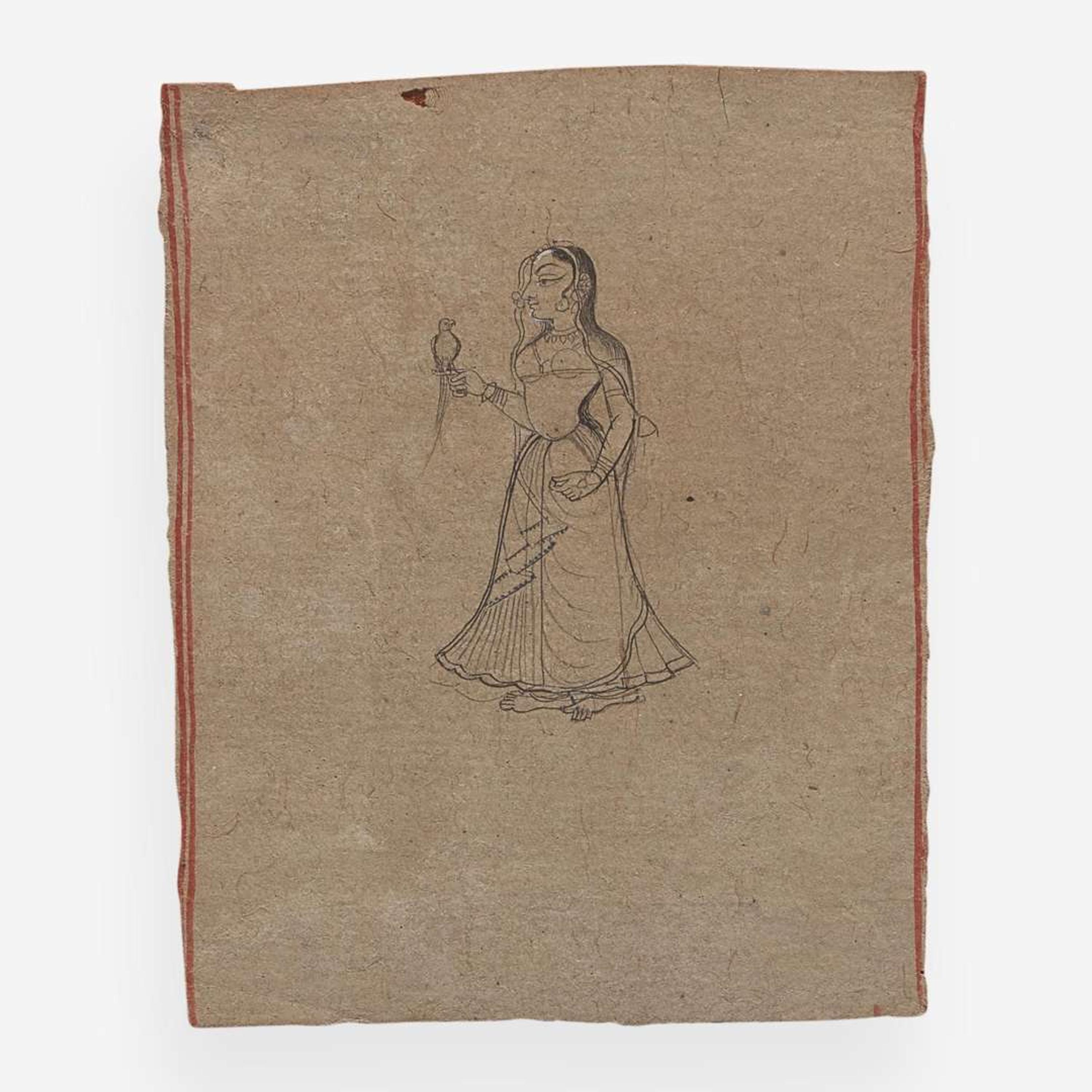Three Indian Miniatures Depicting Women, 18th/19th Century 印度細密画三幅