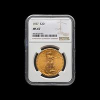 A 1927 Saint Gaudens $20 Gold Coin [NGC MS67]