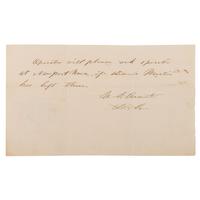 [CIVIL WAR]. GRANT, Ulysses S. (1822-1885). Autograph note signed ("U.S. Grant"). N.p., [ca 1864-1865].