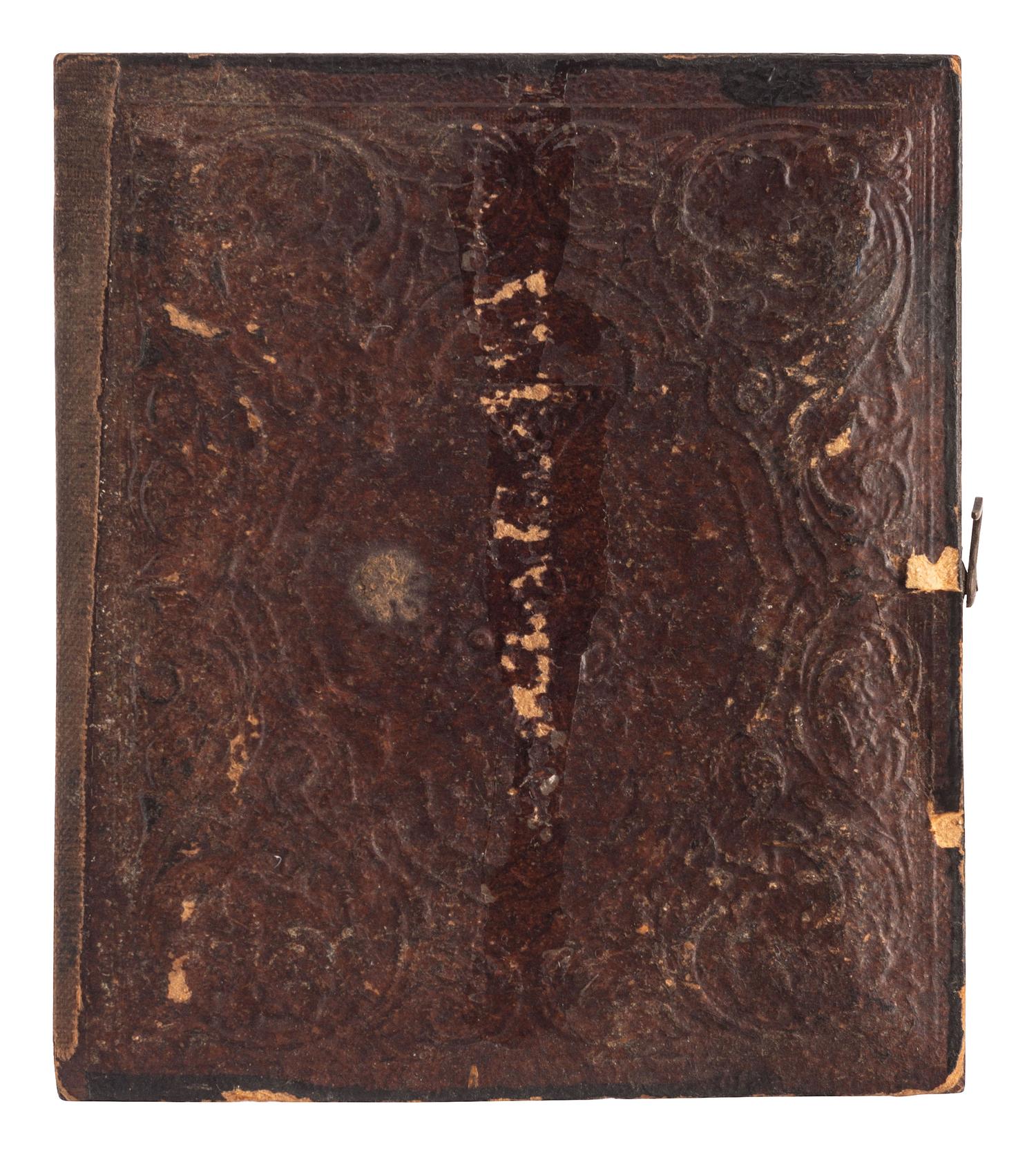 [CIVIL WAR]. Sixth plate ambrotype of Annapolis Naval Cadet Roswell Morey housed in Union case with patriotic motif.