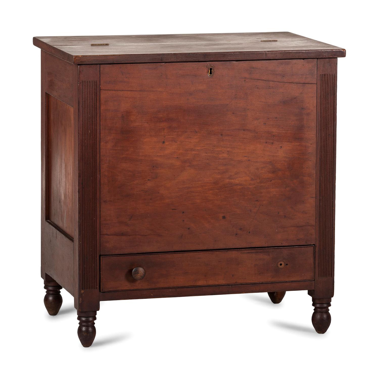 A Federal Carved and Figured Cherrywood Sugar Chest