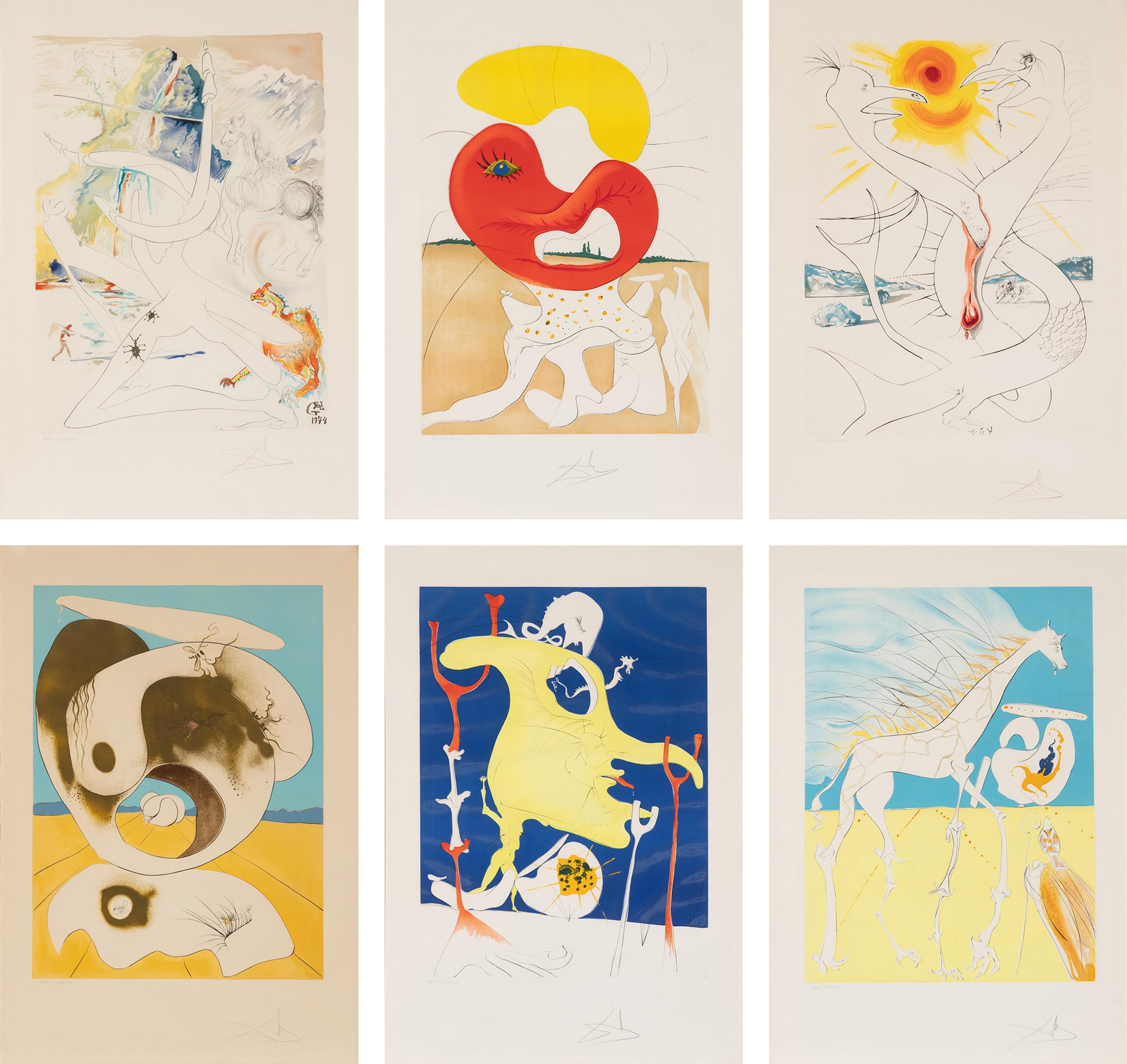 Salvador Dalí (Spanish, 1904-1989) — La Conquête du Cosmos II (the complete set of 6) , 1974/1977