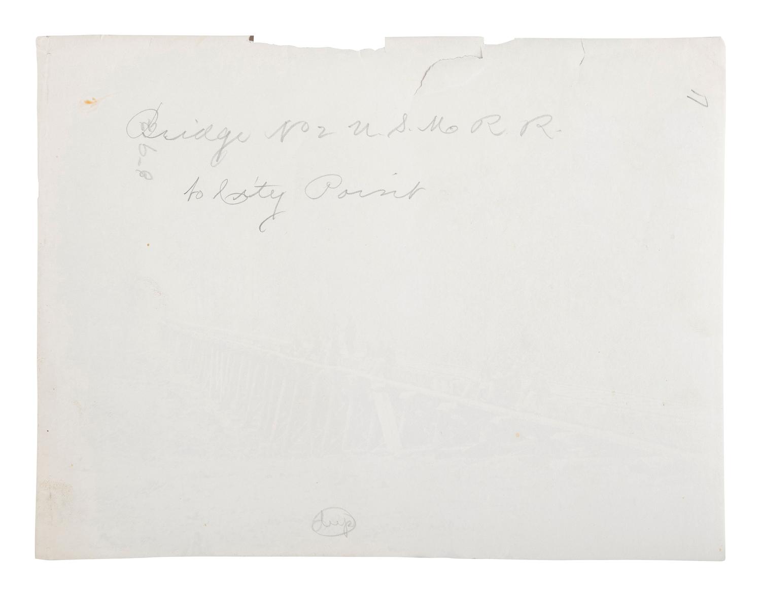 [CIVIL WAR]. RUSSELL, Andrew Joseph (1830-1902), photographer. Bridge No. 2, U.S. Military Railroad to City Point, Virginia. 1861-1865.