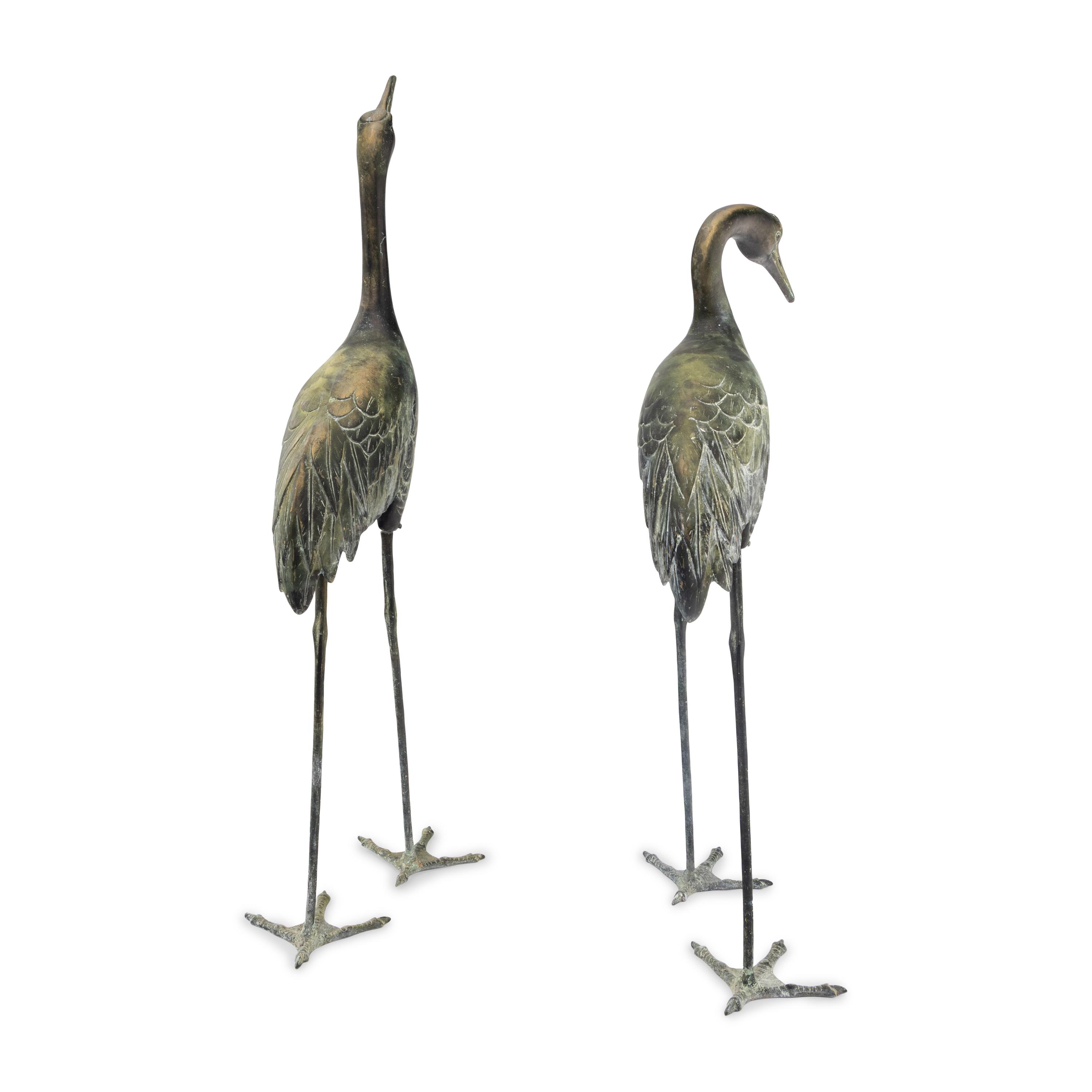 A Pair of Japanese Mixed-Metal Models of Cranes