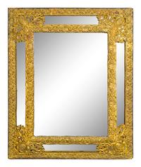 A Dutch Baroque Style Brass Repousse Mirror