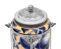A Victorian Silver Mounted Porcelain Biscuit Barrel