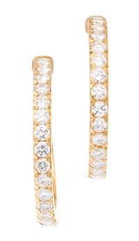 A Pair of Yellow Gold and Diamond Hoop Earclips, 6.60 dwts.