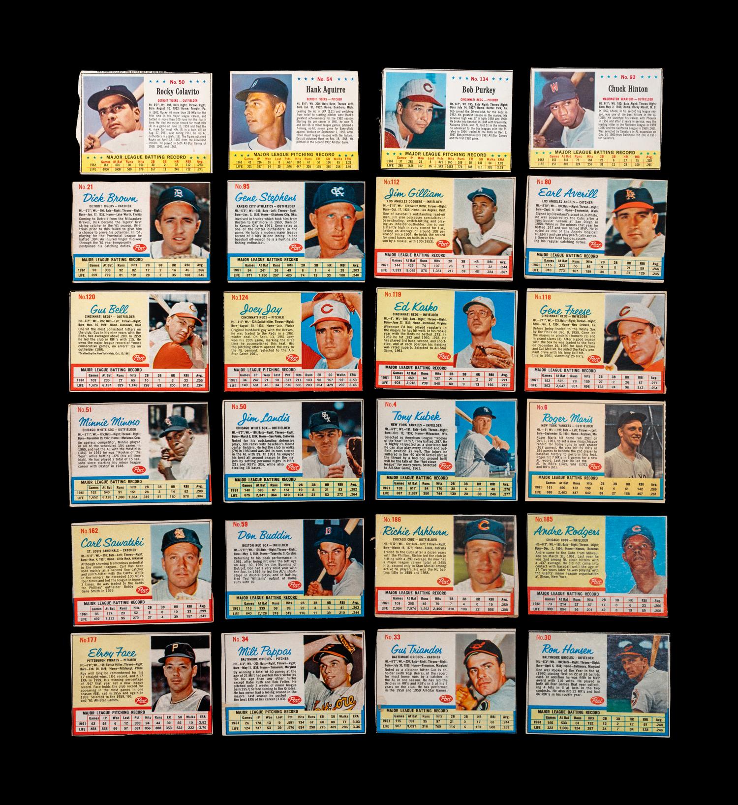 A Group of 48 1960s Post Cereal Baseball Cards Including Hall of Famers and Stars,