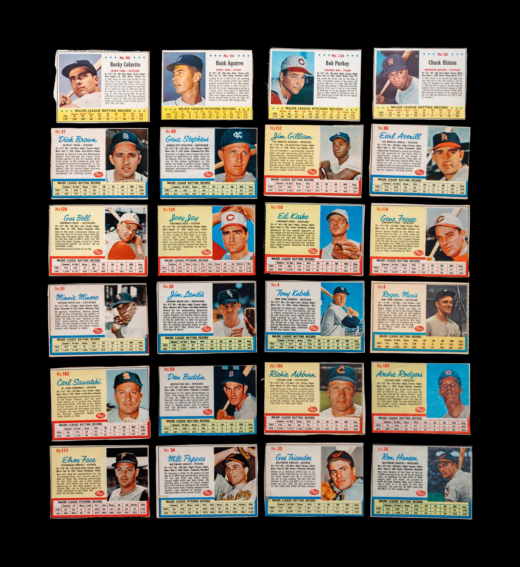 A Group of 48 1960s Post Cereal Baseball Cards Including Hall of Famers and Stars,