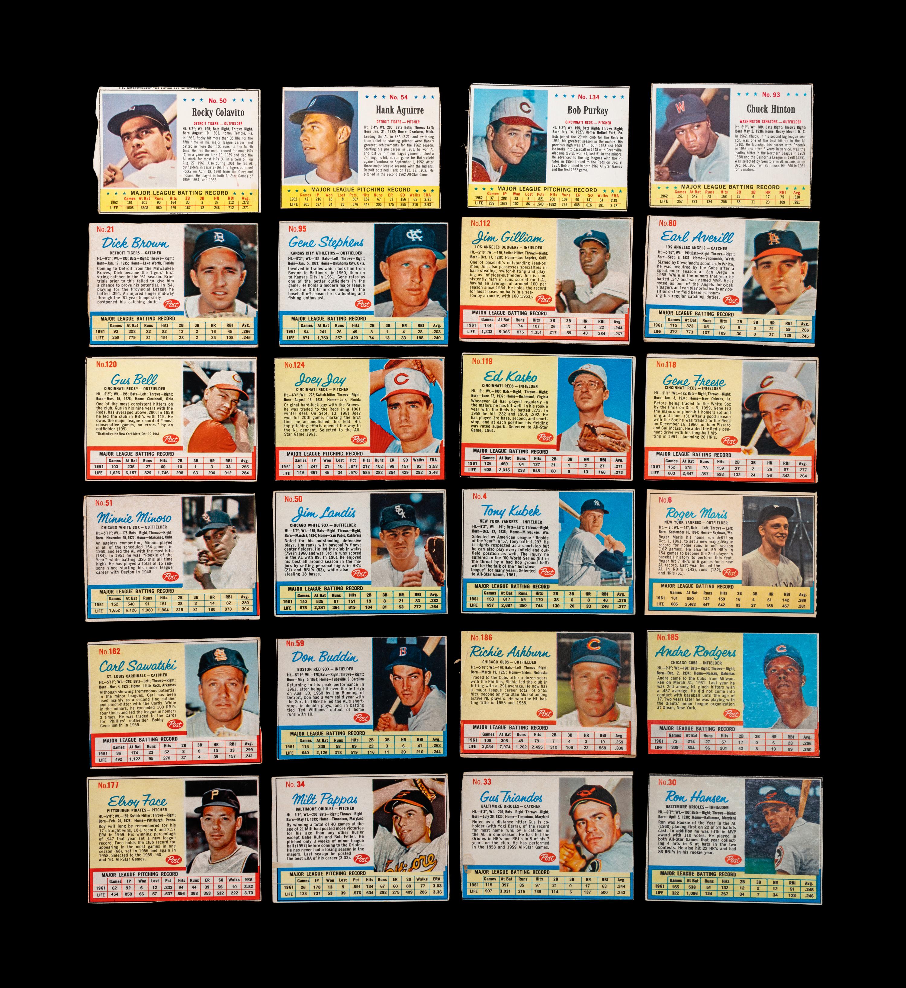 A Group of 48 1960s Post Cereal Baseball Cards Including Hall of Famers and Stars,