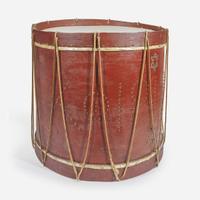An American military painted drum with brass tacks Dated "1812"