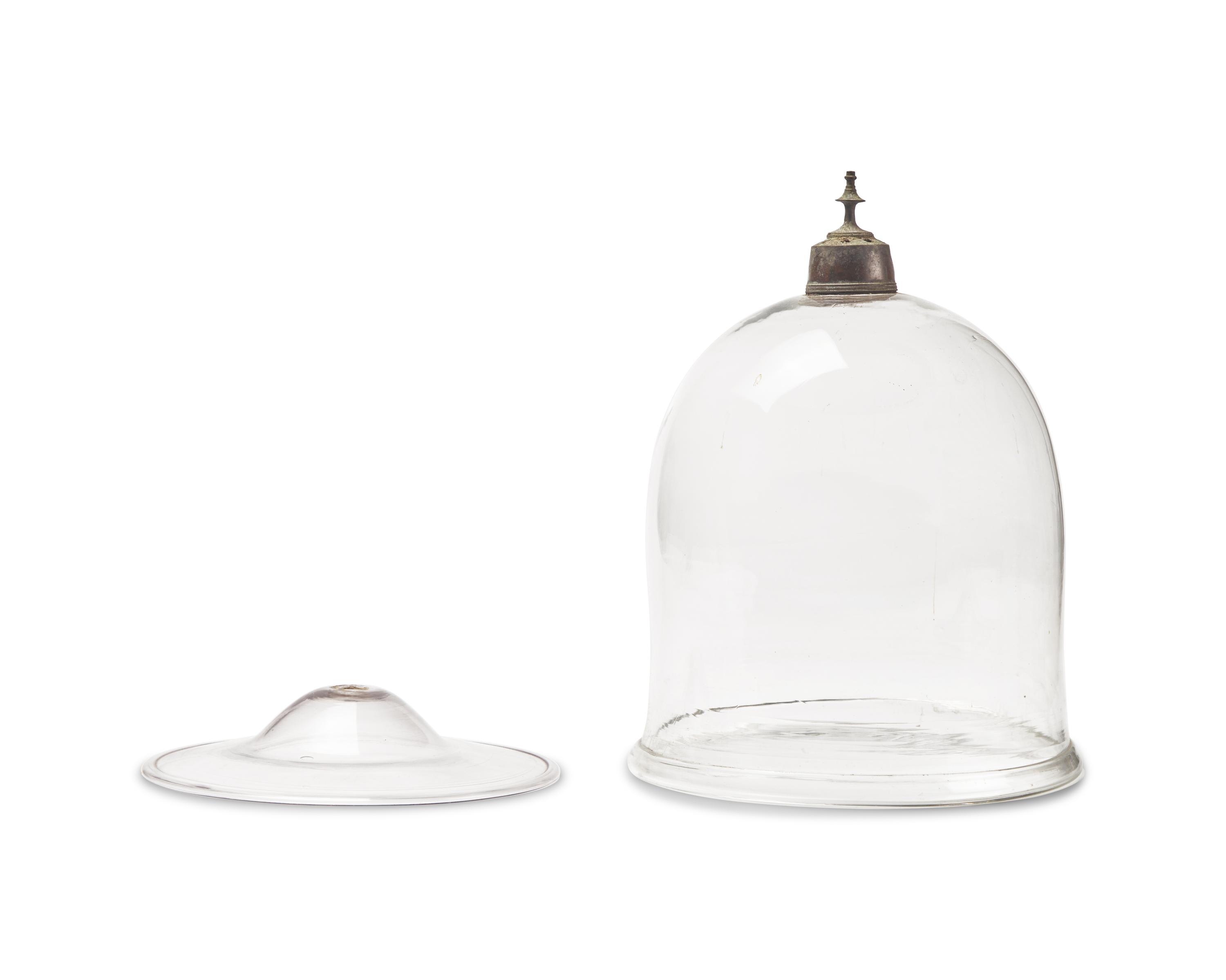 A Federal Blown Glass and Brass Bell Jar Lantern