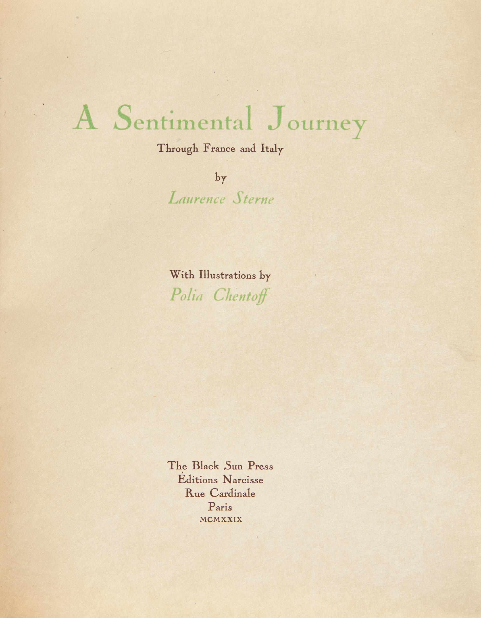 [Black Sun Press] Sterne, Laurence. A Sentimental Journey Through France and Italy