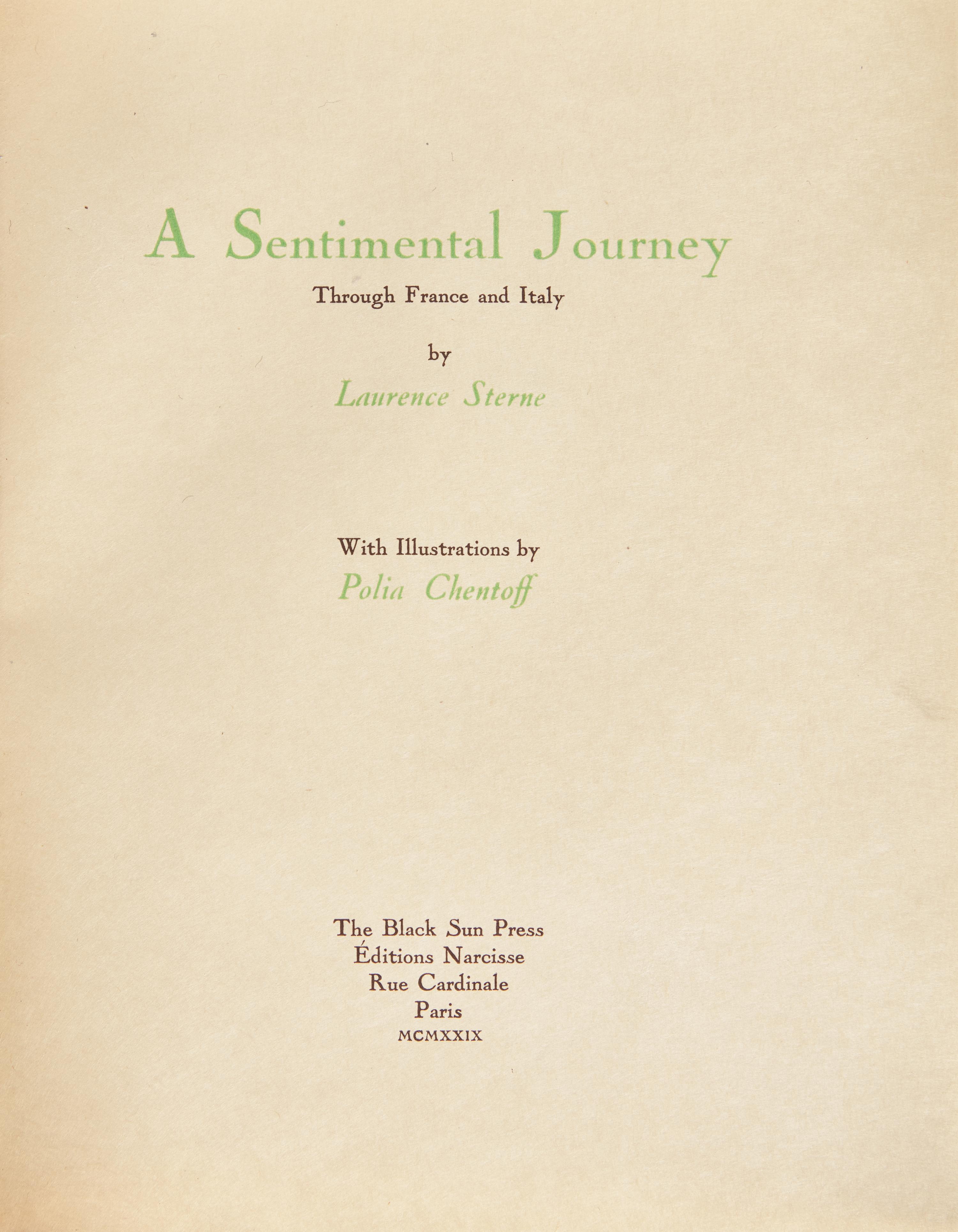 [Black Sun Press] Sterne, Laurence. A Sentimental Journey Through France and Italy