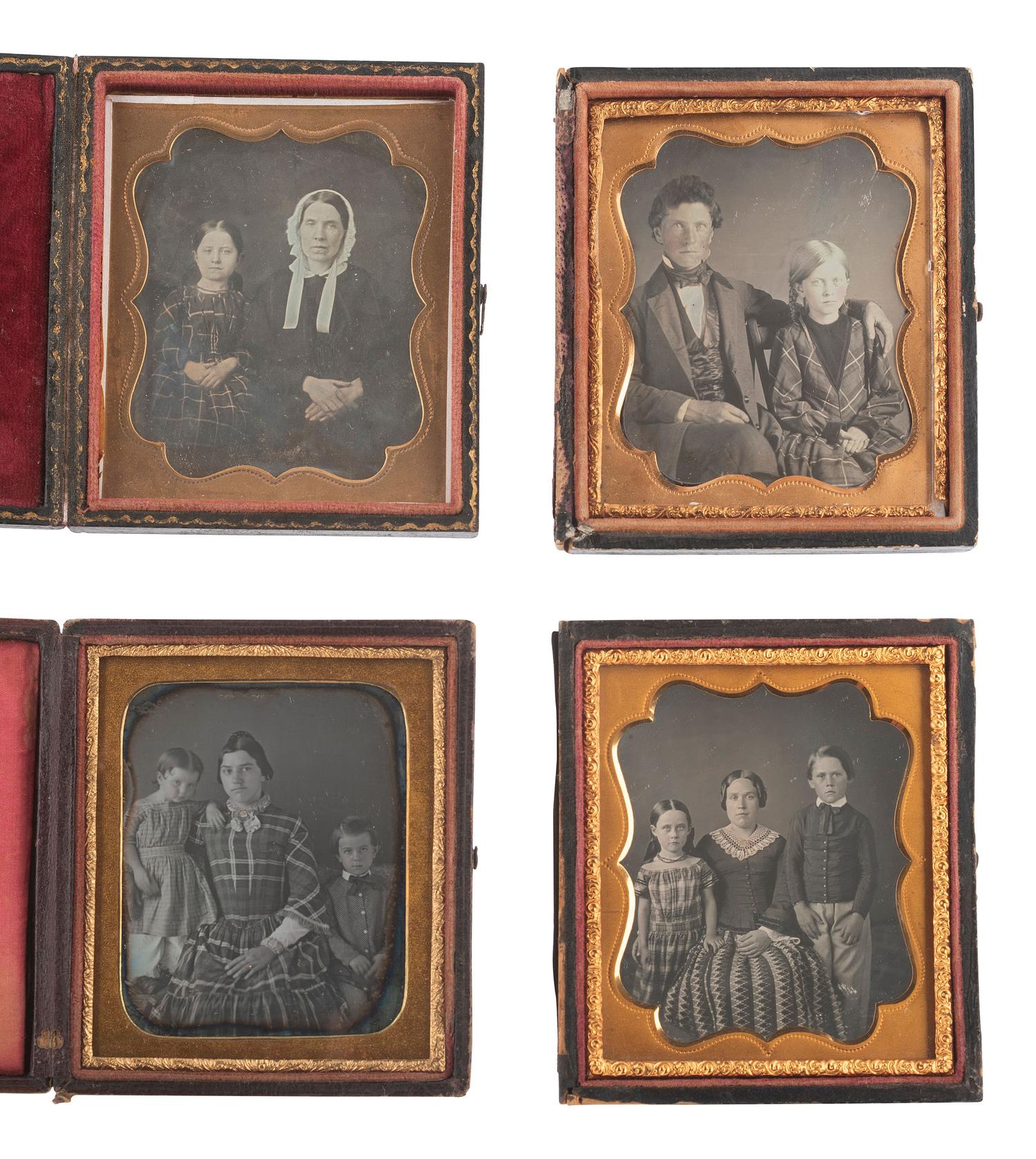 [EARLY PHOTOGRAPHY]. 10 daguerreotypes and ambrotypes of parents and/or grandparents with children.