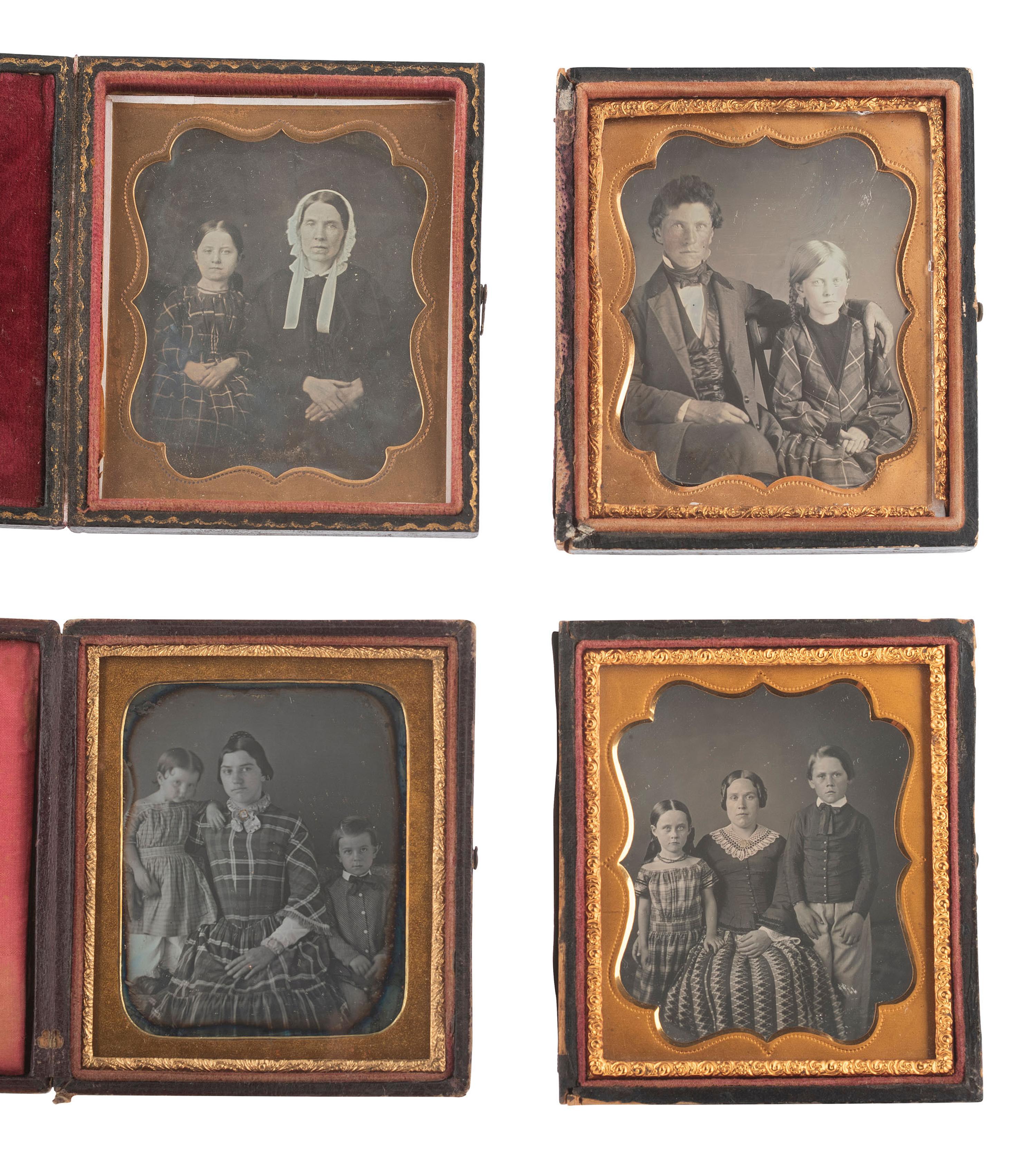 [EARLY PHOTOGRAPHY]. 10 daguerreotypes and ambrotypes of parents and/or grandparents with children.