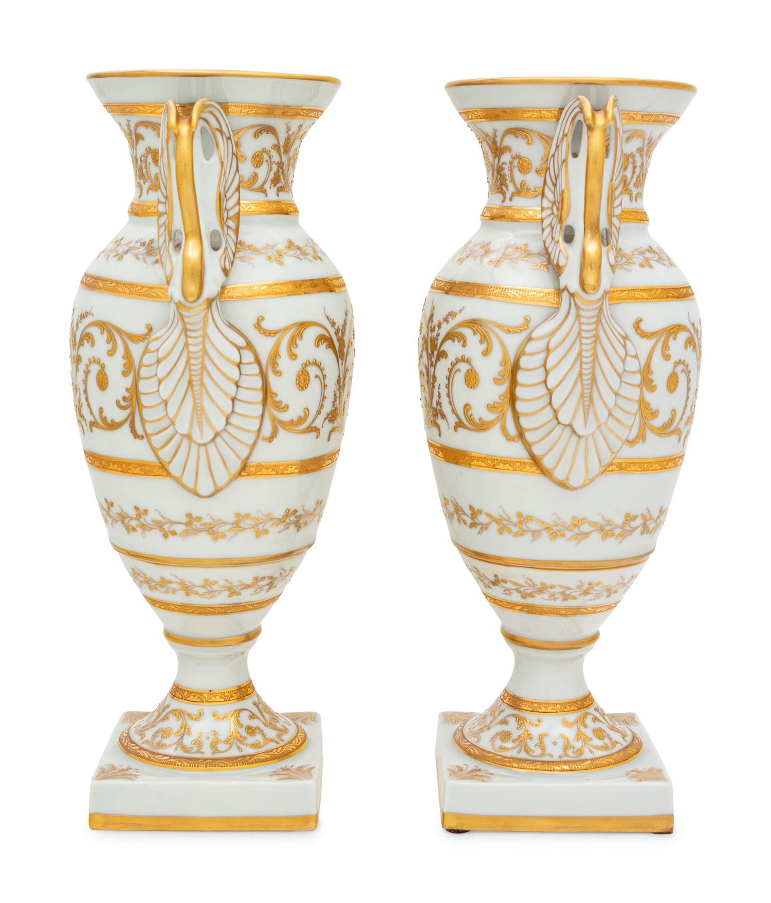 A Pair of French Painted Porcelain Vases