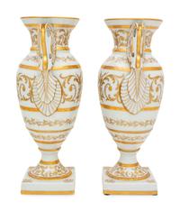 A Pair of French Painted Porcelain Vases