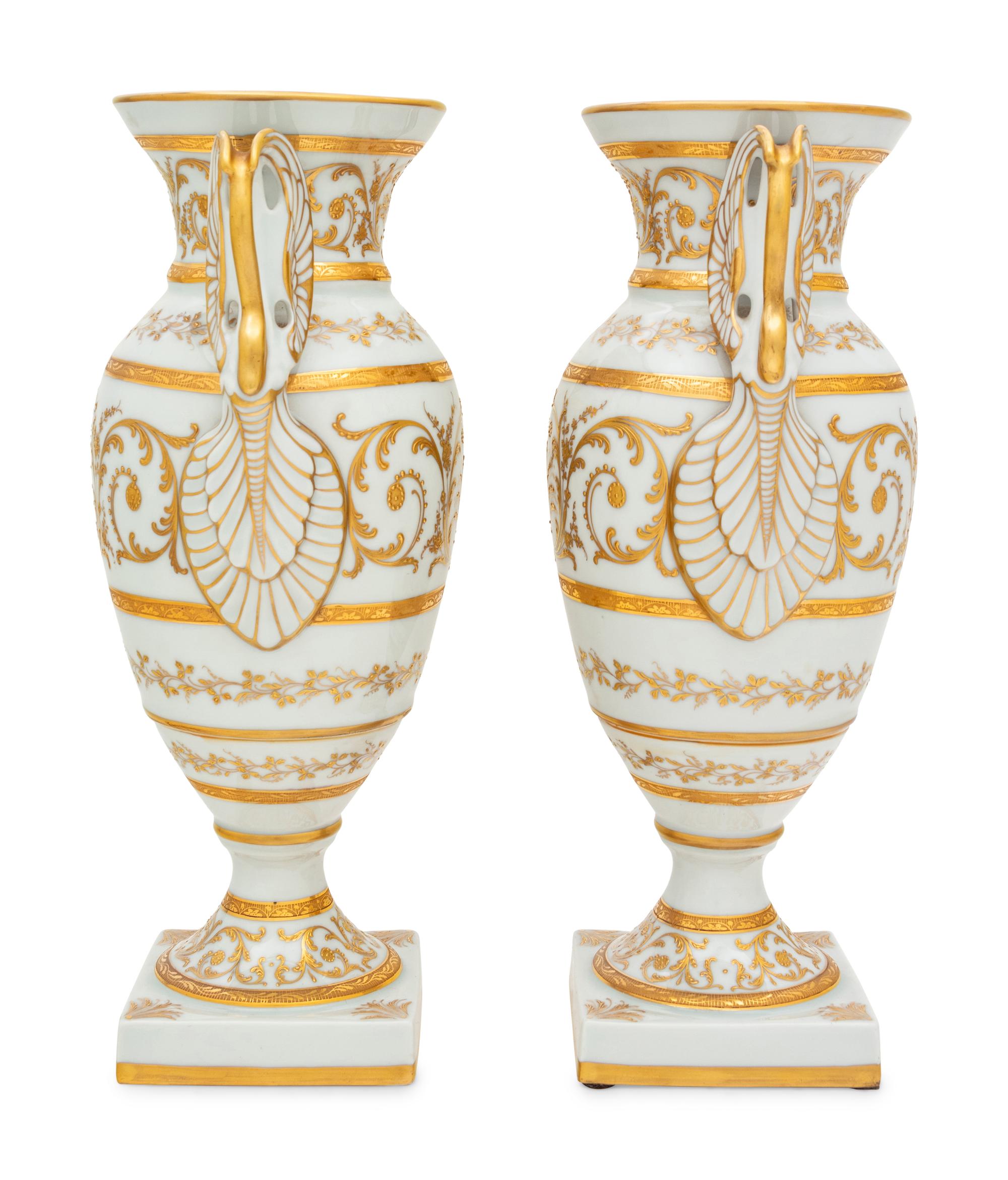 A Pair of French Painted Porcelain Vases