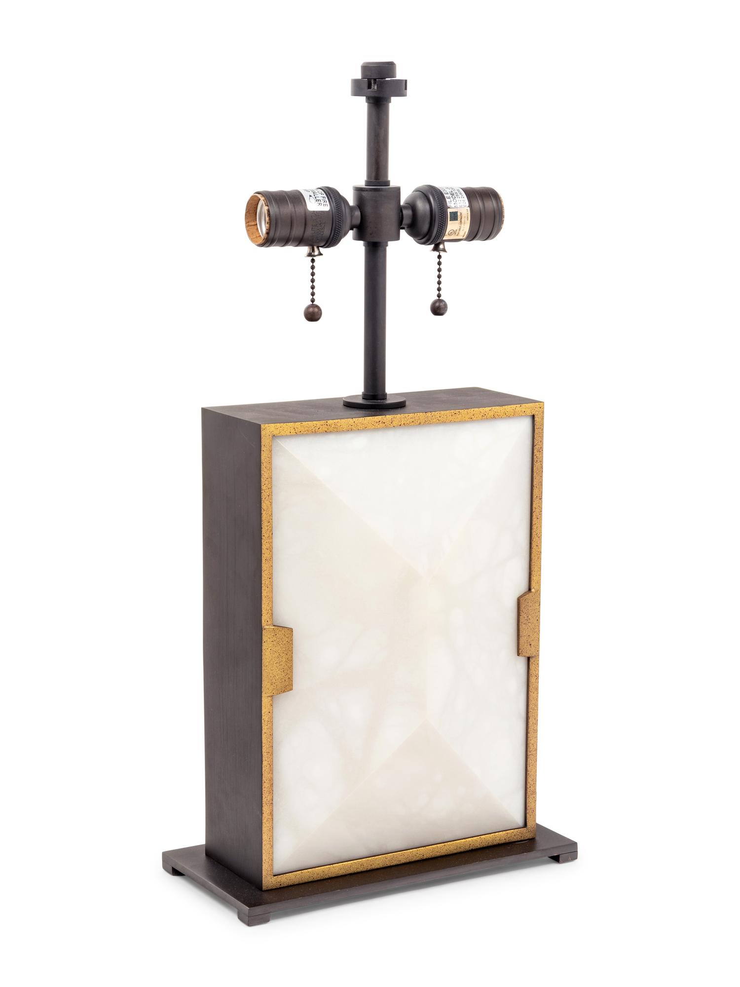 A Contemporary Brushed Metal Table Lamp