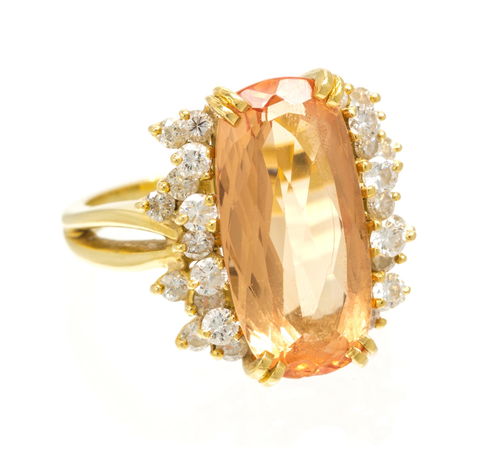 An 18 Karat Yellow Gold, Topaz and Diamond Ring, 6.20 dwts.