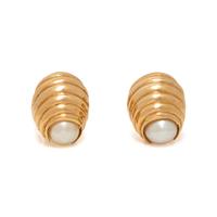 YELLOW GOLD AND CULTURED PEARL EARRINGS