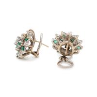 EMERALD AND DIAMOND EARCLIPS