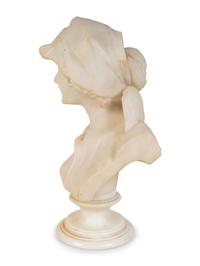 A French Carved Alabaster Bust of Young Breton Girl — 19TH/20TH CENTURY