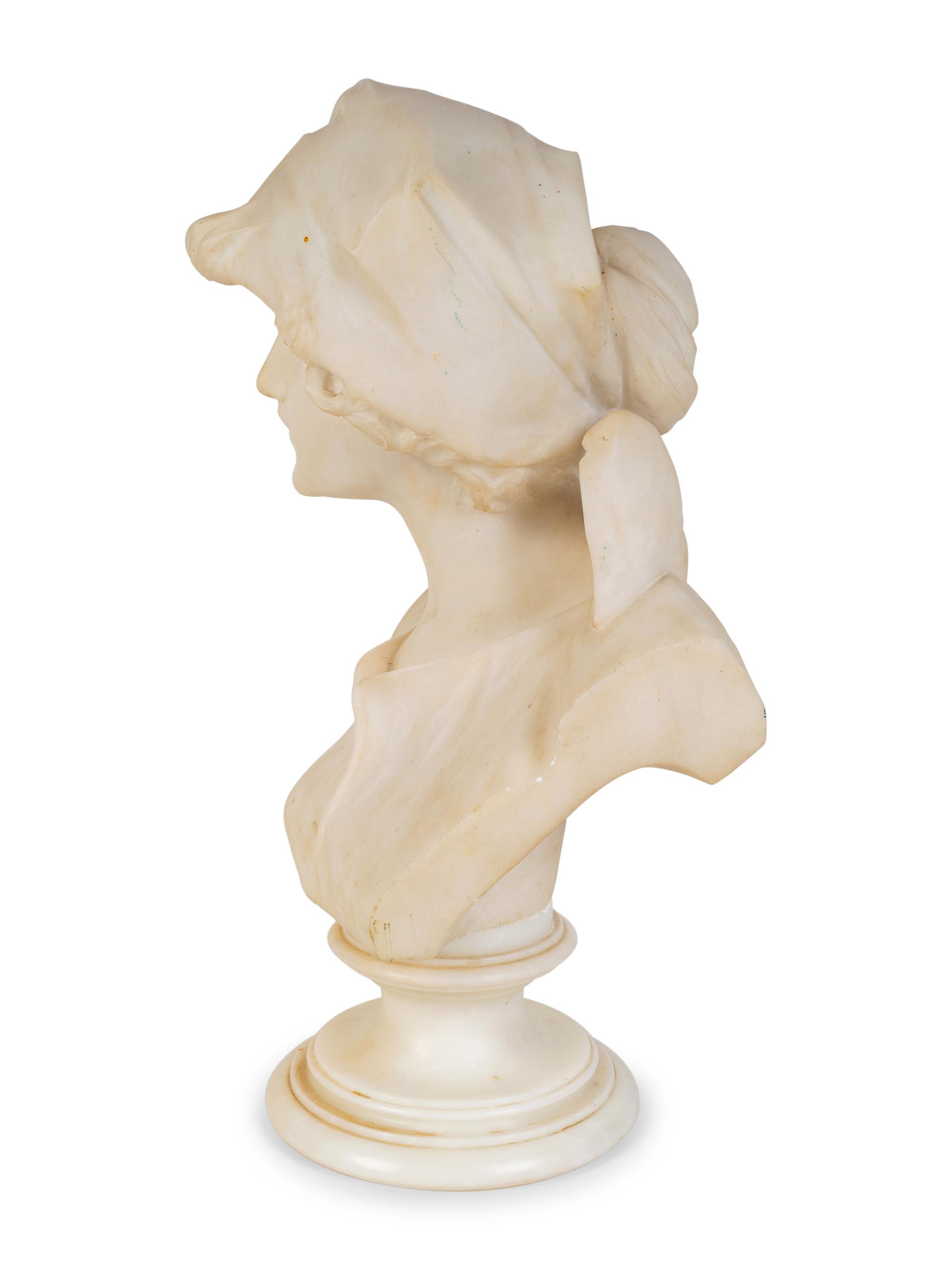 A French Carved Alabaster Bust of Young Breton Girl — 19TH/20TH CENTURY