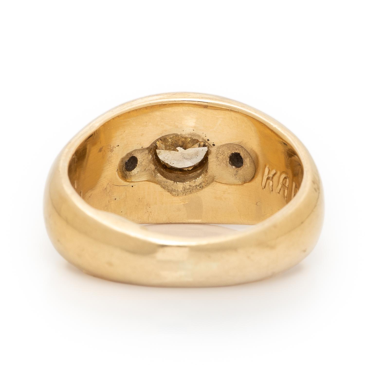 Colored Diamond, Diamond, and Yellow Gold Ring