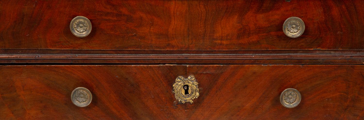 A Continental Diminutive Rosewood Marble-Top Chest of Drawers