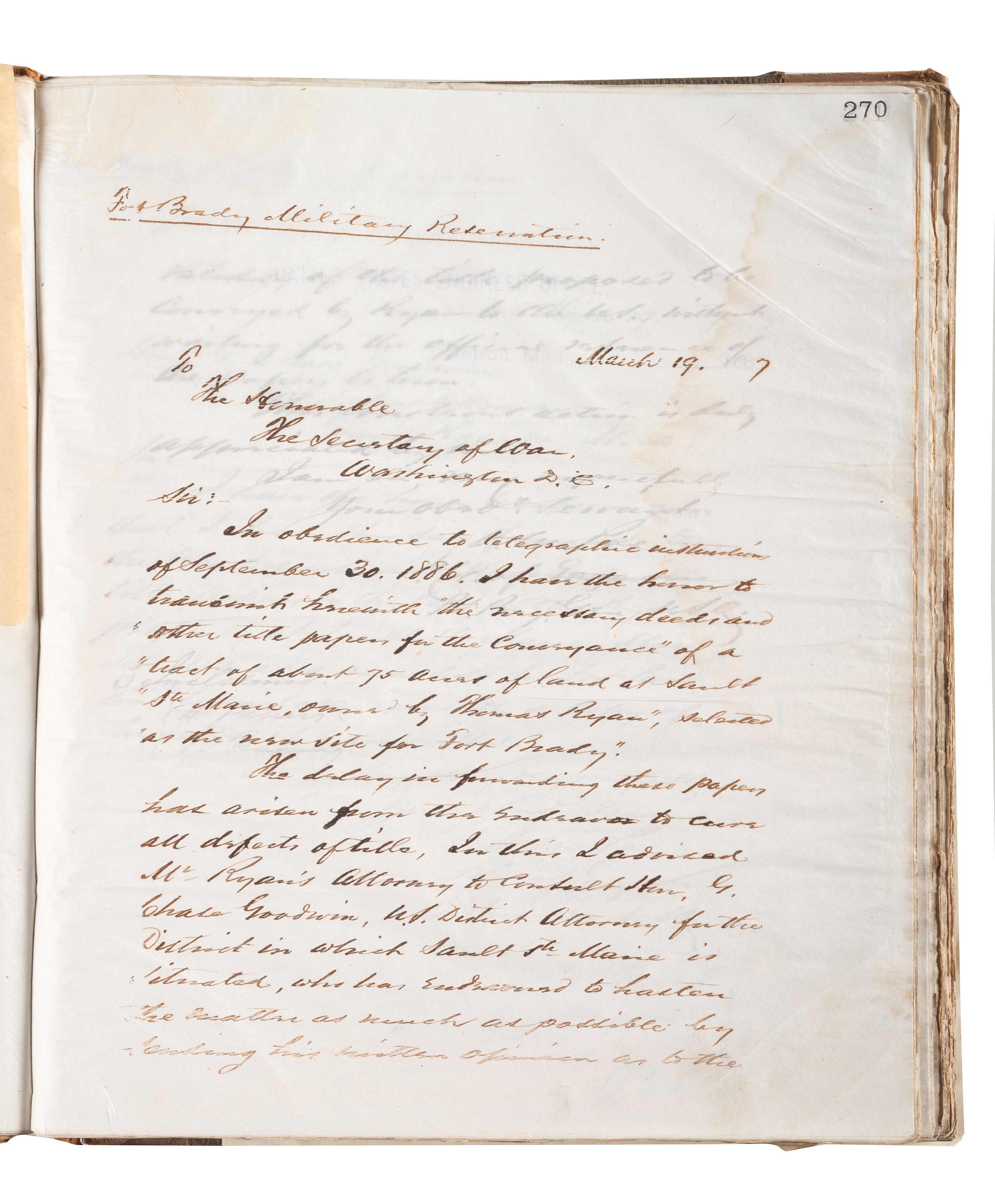 [ENGINEERING] -- [CIVIL WAR]. Group of 3 letterpress copybooks containing ca 1885-1895 correspondence of US Army officer and engineer Orlando Metcalf Poe (1832-1895).