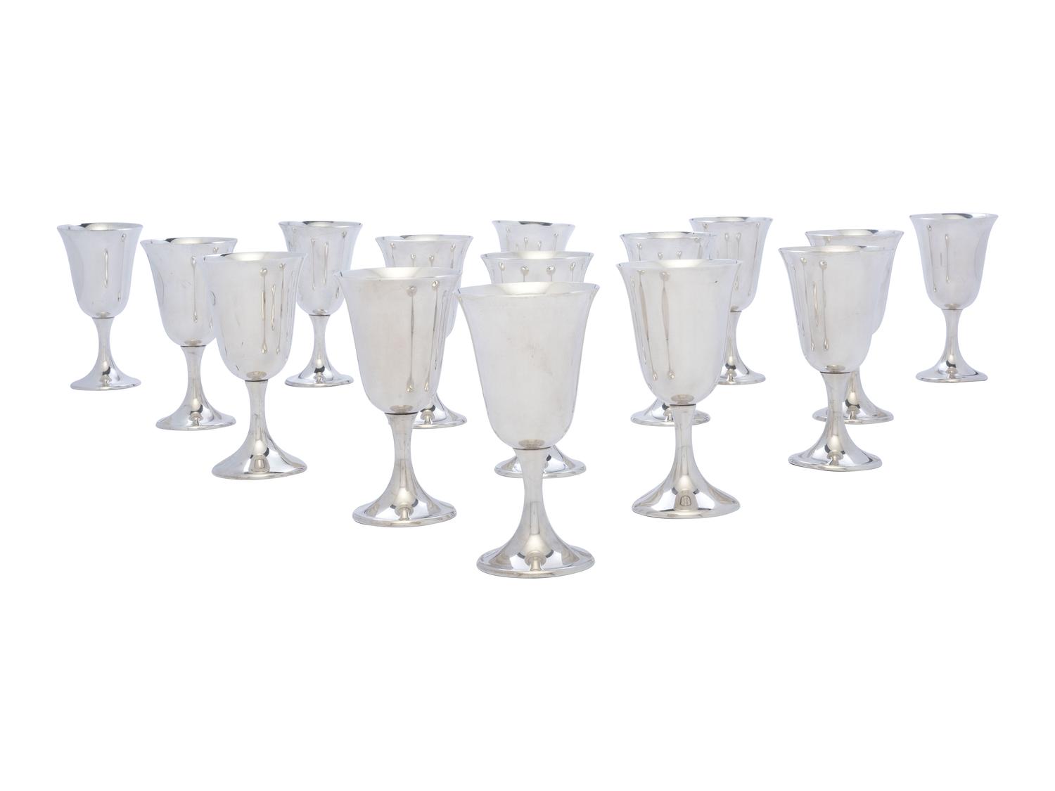 Fifteen American Silver Goblets