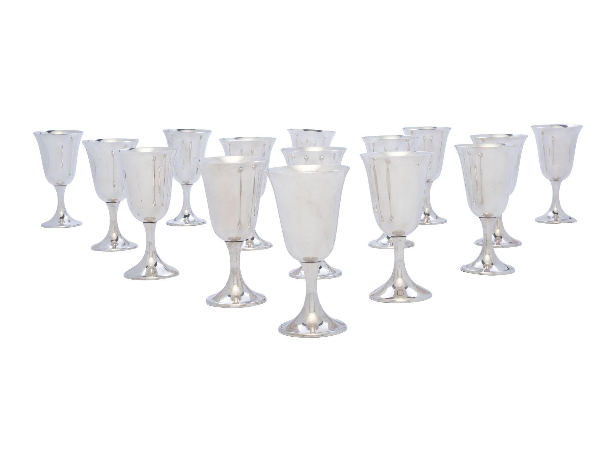 Fifteen American Silver Goblets