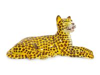 An Italian Glazed Ceramic Reclining Leopard