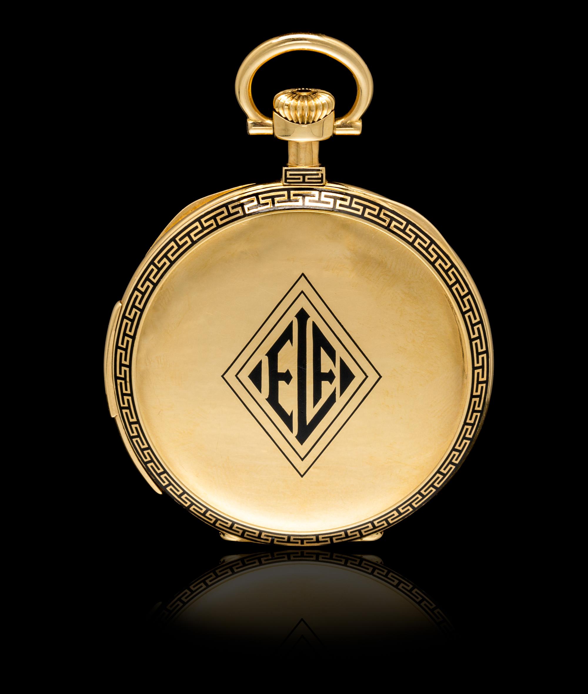 An 18 Karat Yellow Gold Open Face Minute Repeater Pocket Watch, Patek Philippe, Circa 1912,