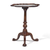 A Chippendale Carved Mahogany Scalloped-Top Candlestand
