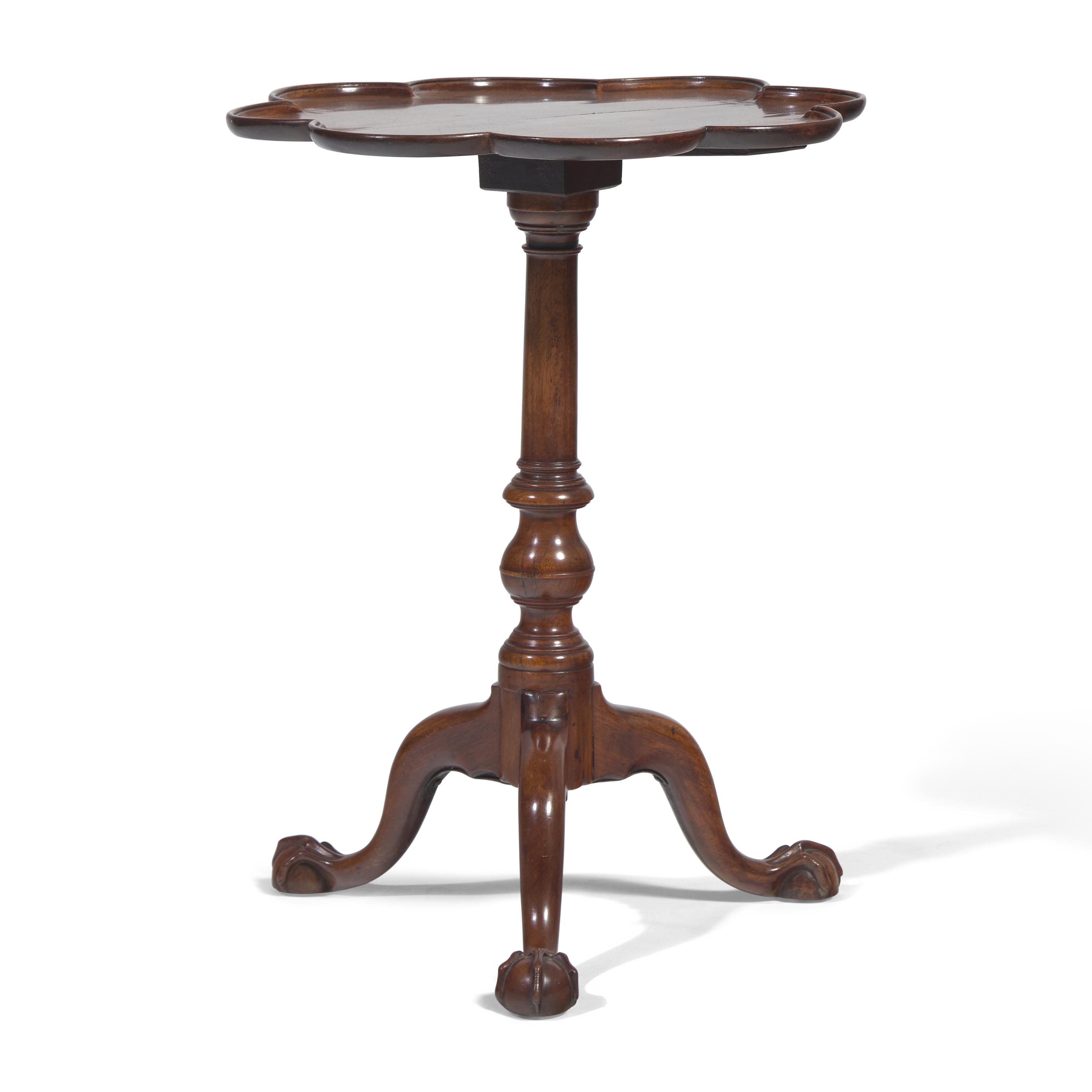 A Chippendale Carved Mahogany Scalloped-Top Candlestand