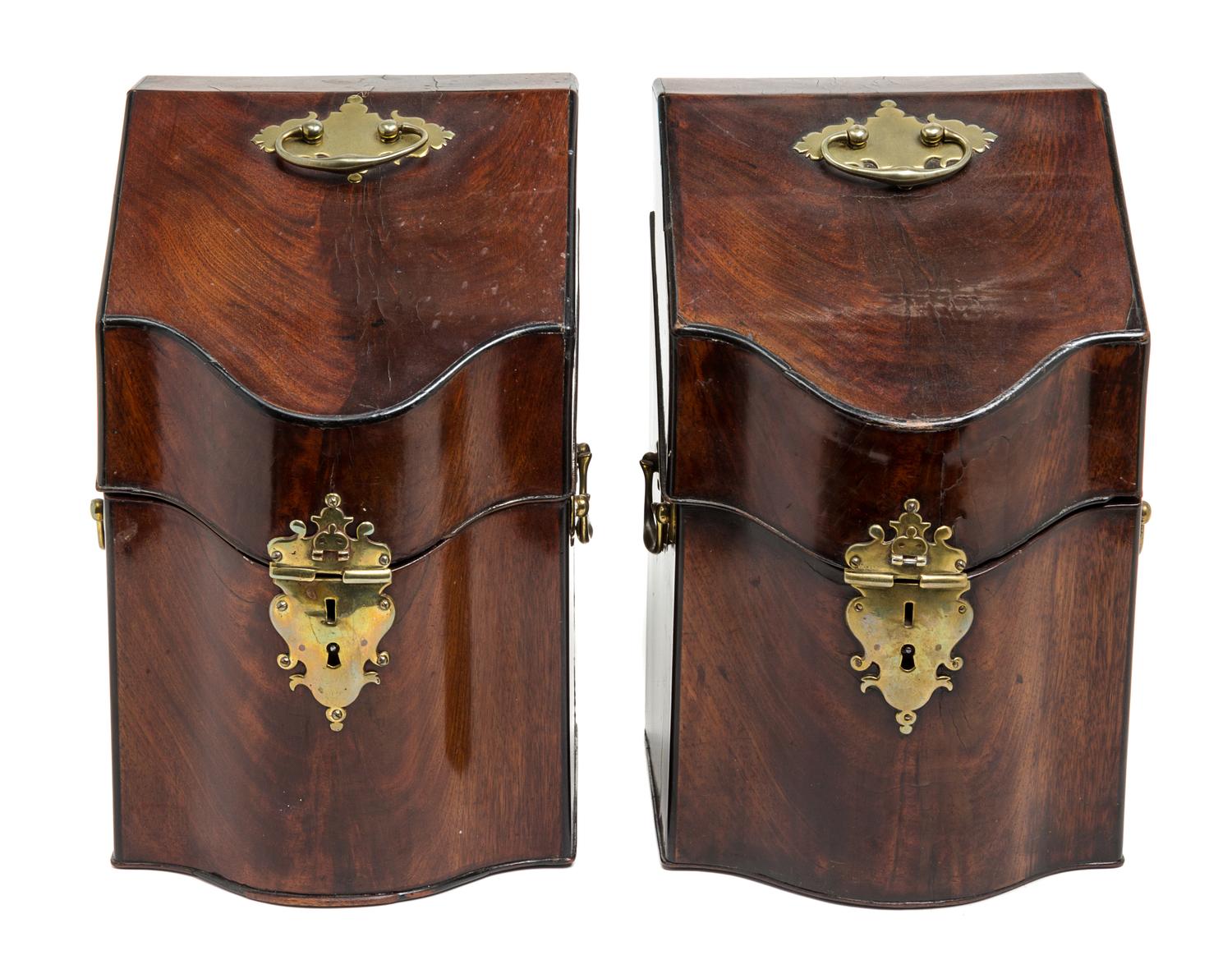 A Pair of George III Mahogany Knife Boxes Height 12 1/4 inches. — 18TH/19TH CENTURY