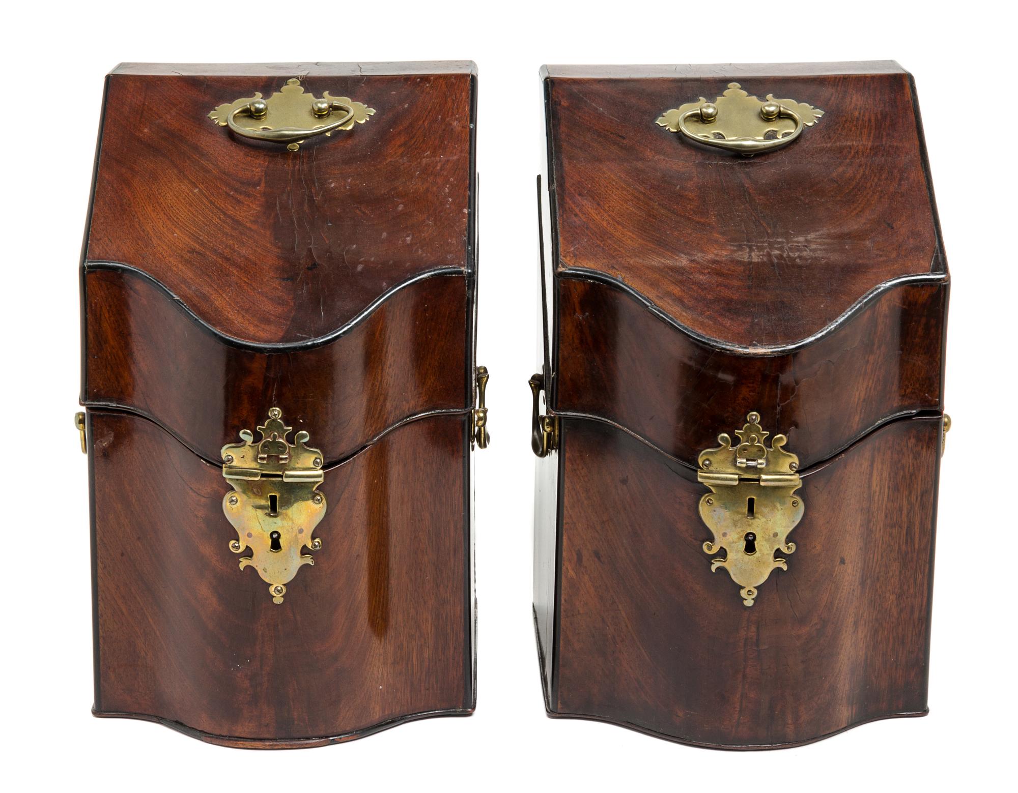 A Pair of George III Mahogany Knife Boxes Height 12 1/4 inches. — 18TH/19TH CENTURY